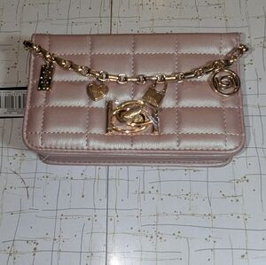 Bebe Jacari iridescent crossbody 7.5x4.5 Light Pink New